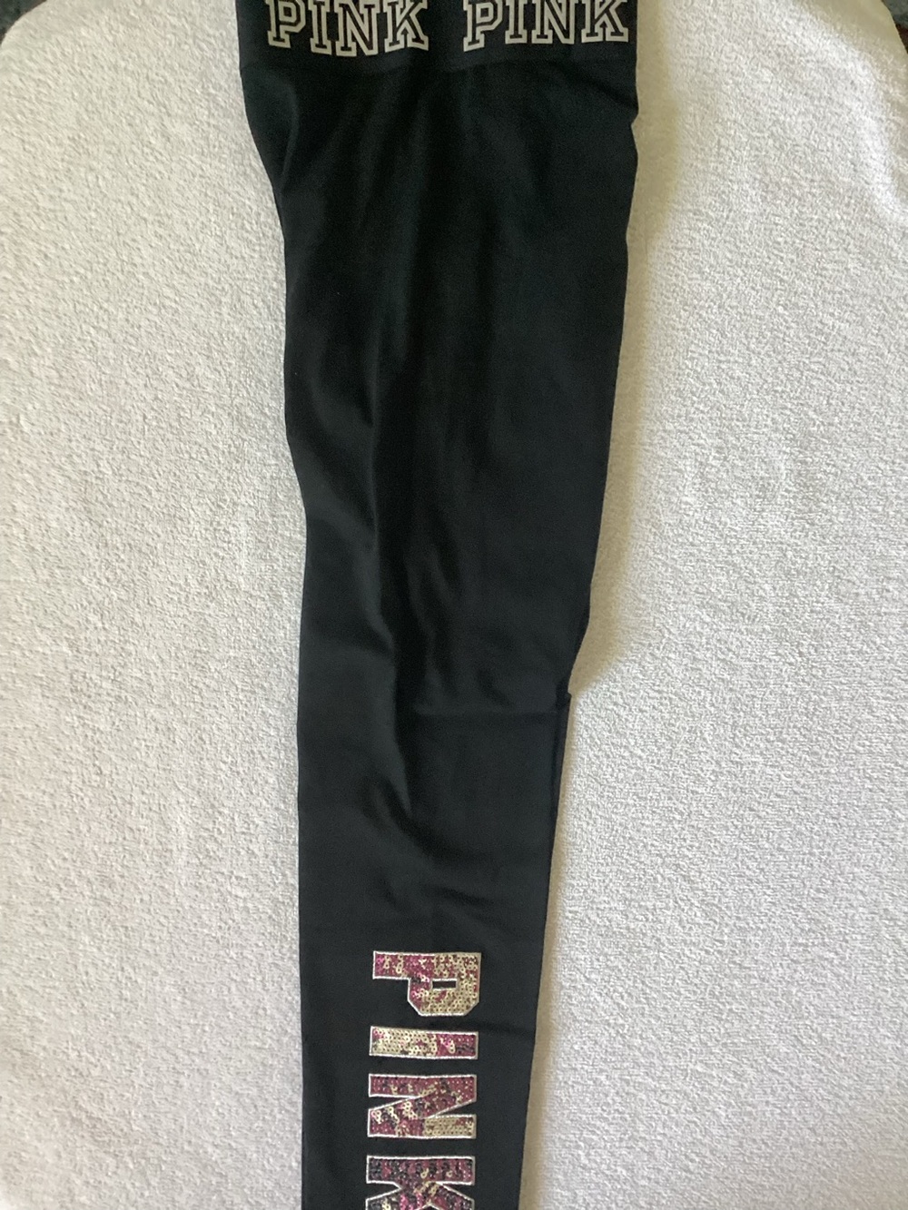 Victoria’s Secret PINK BLING Tropical Palm Hoodie Jacket Shirt Yoga Leggings NWT - Picture 4 of 4